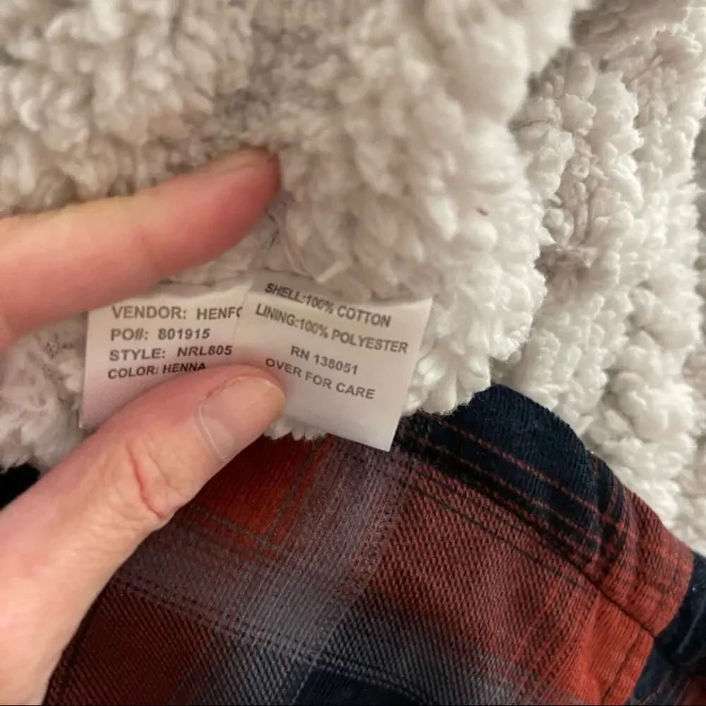 NEW North River orange blue plaid corduroy Sherpa outdoor vest 3X